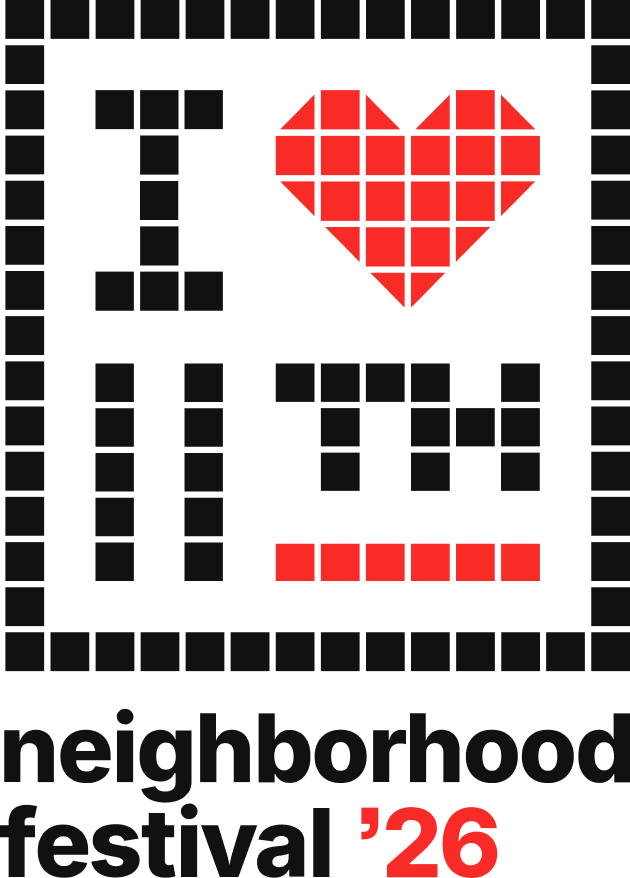 Graphic design featuring the text 'I love TN' in red and black, promoting a neighborhood festival in 2026.