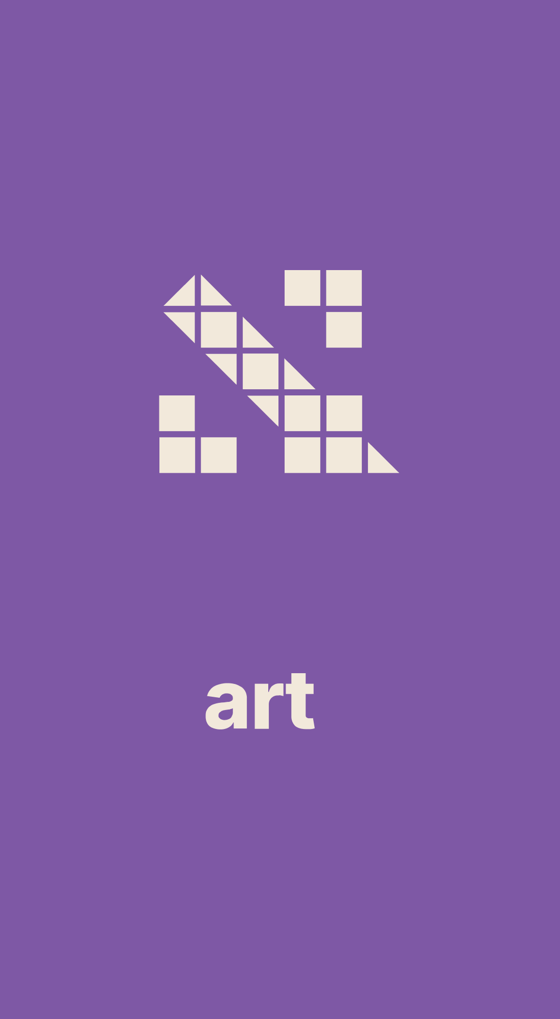 A minimalist logo featuring a stylized 'N' made up of geometric shapes, set against a purple background, with the word 'art' written below in a modern font.